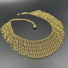 Machine Age, Fringe Necklace, Bib Necklaces, Collar Designs, Hook Clasp, Vintage Costumes, Vintage Gold, Favorite Jewelry, Gold Tones