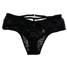 New Cheeky Pantie Underwear. Black Lace Material With Gold Hardware. Victoria's Secret Black Brief Bottoms, Victoria's Secret Black Bottoms For Night Out, Victoria's Secret String Bottoms For Night Out, Stretch String Bottoms For Night Out, Victoria's Secret Black Stretch Bottoms, Victoria Secret Silk Robe, Vintage Slips, Floral Robes, Lace Material