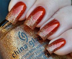 55 + Trendy Manicure Ideas In Fall Nail Colors – OSTTY Fall Gradient, Orange Ombre Nails, Thanksgiving Nail Art, Gold Glitter Nails, Cute Nails For Fall, Christmas Gel Nails, Ombre Nail Designs, Orange Ombre