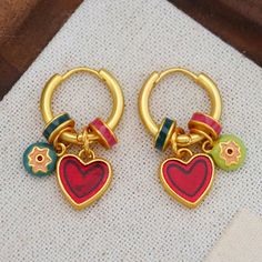 49309956931905 Gold Enamel Heart Charm Earrings, Trendy Multicolor Enamel Earrings, Heart Charm Enamel Earrings, Enamel Earrings With Heart Charm As Gift, Heart-shaped Enamel Earrings With Charm, Enamel Heart Charm Earrings As Gift, Valentine's Day Heart Charm Enamel Earrings, Multicolor Heart Charm Drop Earrings, Valentine's Day Enamel Dangle Earrings