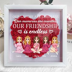 Our Friendship Is Endless - Personalized Flower Shadow Box Friendship Memories Ideas, Friendship Messages, Shadow Box Gifts, Flower Shadow, Diy Shadow Box, Our Memories, Flower Shadow Box, Etsy Ideas, Friendship Day