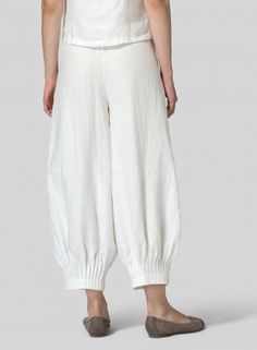 Linen Regular Fit Crop Pants White Linen Harem Pants For Spring, Comfortable Linen Harem Pants For Spring, Comfortable Linen Harem Pants With Relaxed Fit, Spring Linen Harem Pants For Loungewear, White Linen Wide Leg Harem Pants, Comfortable Relaxed Fit Linen Harem Pants, Comfortable Baggy Linen Pants, Spring Linen Loungewear Pants, Linen Harem Pants For Loungewear