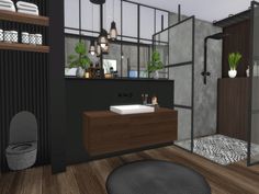 Adanaya is a fully furnished and decorated bathroom. Size: 7x4 Value: $ 8,300 Short Walls Decorated Bathroom, Fake Walls, Dark Bathrooms, Sims 4 Bedroom, Art Deco Bathroom, Victorian Bathroom, Deco Bathroom