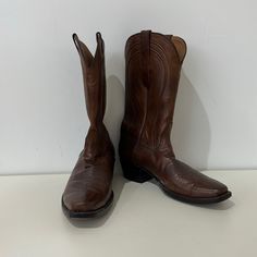 Black Jack Boots Brown Cowboy Boots Etched Deisgn Like New Condition Size 9 Western Style Round Toe Chelsea Boots For Business, Western Style Business Boots With Reinforced Heel, Formal Western Boots With Almond Toe, Western Snip Toe Boots For Business, Western Business Boots With Leather Sole, Western Brown Boots For Business, Western Style Brown Boots For Business, Western Style Brown Business Boots, Western Almond Toe Boots For Business