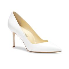 A timeless 85mm stiletto pump in white calf leather, packed with comfort-driven features like anatomical arch support and extra footbed padding. Sleek Calf Leather Heels With 4-inch Heel, Classic Calf Leather Heels With Padded Heel, Fitted Calf Leather Heels With Removable Insole, Elegant White 4-inch Heels, Elegant White Heels With 4-inch Heel, Classic Calf Leather Heels With Deep Heel Cup, Classic Closed Toe Calf Leather Heels, Luxury Office Heels With Removable Insole, Classic White Round Toe Heels