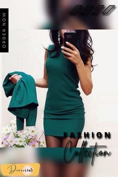 Women Pure Color Round Neck Pullover Long Sleeved Jacket Short Dress Suit Chic Stretch Mini Dress For Work, Fitted Winter Bodycon Dress For Office, Winter Office Fitted Bodycon Dress, Fitted Bodycon Dress For Office In Winter, Chic Winter Mini Length Bodycon Dress, Winter Office Bodycon Dress, Chic Mini Bodycon Dress For Winter, Casual Mini Dress For Winter Workwear, Casual Winter Mini Dress For Work