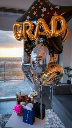 some balloons that are on top of a table