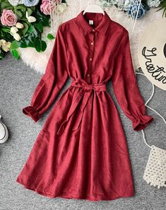 Cute A line long sleeve dress autumn clothing 1068 – girlhomeshops Long Sleeve Solid Color Spring Dress, Solid Color Long Sleeve Spring Dresses, Beige Long Sleeve Dress For Fall, Casual Burgundy Midi Dress For Fall, Red Long Sleeve Solid Dress, Fall Knee-length Solid Color Long Sleeve Dress, Fall Knee-length Long Sleeve Solid Dress, Casual Long Sleeve Solid Color Dresses, Knee-length Long Sleeve Dress For Fall