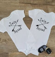 *This listing is for a set of bodysuits.* *if 2 different sizes are needed please leave a note at checkout * 100 % Cotton Design made with high quality stretch vinyl. All vinyl is pressed with a professional heat press. Care Instructions: Wash inside out in cold wash. Tumble dry low, no bleach or softener. Iron inside out. *Please check size chart and shipping address before placing your order Onesies For Twins, Playful White Fitted Bodysuit, White Fitted Playful Bodysuit, White Family Matching Bodysuit For Playtime, Fitted White Onesie For Playtime, White Fitted Onesie For Playtime, Customizable Fitted Bodysuit For Playtime, Cute Fitted White Bodysuit, Cute White Fitted Bodysuit