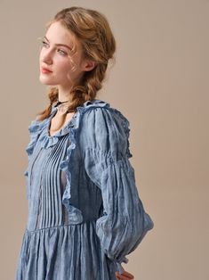 Spring Linen Midi Dress With Ruffles, Bohemian Linen Dress With Ruffles, Daywear Ruffled Linen Midi Dress, Daywear Linen Midi Dress With Ruffles, Daywear Midi Linen Dress With Ruffles, Flowy Spring Dresses With Natural Dye, Spring Flowy Dresses With Natural Dye, Hand Dyed Flowy Spring Dresses, Bohemian Washed Dresses For Spring