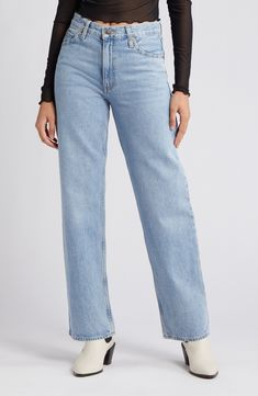 This take on '90s dad jeans is cut from light-wash nonstretch denim in a baggy straight-leg fit with extra room for a modern edge. 17" leg opening; 11" front rise; 15 1/2" back rise (size 29x30) 100% cotton Dry clean or machine wash, tumble dry Imported Levi's Wide Leg Rigid Denim Jeans, Trendy Levi's Light Wash Jeans, Levi's Light Wash Straight Leg Bottoms, Levi's Light Wash Relaxed Fit Jeans, Levi's Light Wash Rigid Denim Jeans, Modern Relaxed Fit Light Wash Jeans, Levi's Spring Jeans, Modern Light Wash Straight Leg Jeans, Levis Dad Jeans