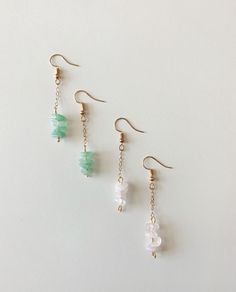 Crystal Drop earrings  - Earrings are non tarnish  - Earring hooks are Nickle free - Earring hooks are made with Rhodium plating  - Crystals are green aventurine and Rose quartz  - Drop length is 1 1/2 cm Drop Bead Earrings, May Birthstone Drop Earrings With Ear Wire, Dangly Earrings Diy, Green Adjustable Dangle Crystal Earrings, Adjustable Green Crystal Dangle Earrings, Green Aventurine Dangle Earrings, Adjustable Aventurine Dangle Jewelry, Green Aventurine Drop Earrings, Jade Earrings With Ear Wire For May Birthstone