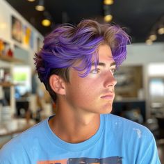 Hair Color for Men: 40 Examples Ranging from Vivids to Natural Hues Colored Hair Men Ideas, Hair Dye Styles For Short Hair Men, Boys Hair Colour, Guy Colored Hair, Men Hair Color Ideas, Coloured Hair Men, Hair Dye Colors For Short Hair Men, Man Hair Color Ideas Guys, Purple Hair Guy