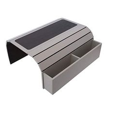 an open drawer with two compartments on the side