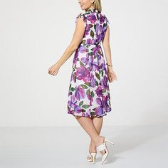 Nina Leonard Printed Smock Neck Midi Dress   Get the perfect figure-flattering shape every time when wearing this cute and classy smocked-neck midi dress from Nina Leonard. Casual A-line Midi Dress With Smocked Back, Spring Midi Dress With Smocked Back For Work, Chic Midi Dress With Pleated Waist For Garden Party, Spring Workwear Midi Dress With Smocked Back, Midi Dresses With Smocked Bodice For Work, Workwear Dresses With Smocked Bodice, Midi Length, Chic Midi Dress With Smocked Bodice For Work, Spring Smock Dress For Work, Casual Spring Dress With Pleated Waist