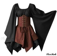 Olivia Mark - Halloween Performance Attire: Renaissance-inspired Vintage Gothic Stage Costume Dress Shirt Dress With Corset, Gaun Abad Pertengahan, العصور الوسطى, Hak Tinggi, Vestidos Retro, Dress With Corset, Donnie Darko, نظارات شمسية, Medieval Costume