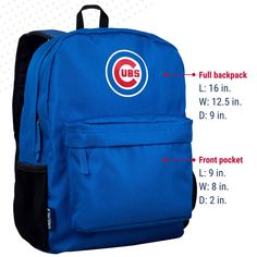 Wildkin's MLB 16 Inch Backpack combines your favorite game day logos with our functional design. Measuring 16 x 12.5 x 9.5 inches, the 16 Inch Backpack is just the right size. Our 16 Inch Backpack features two padded adjustable shoulder straps, a padded back, a durable top handle, two zippered compartments, and mesh side water bottle pockets. Made from super durable exterior fabric and fully-lined interior, the 16 Inch Backpack is capable of handling anything you throw at it. The backpack easily Back To School Spirit College Bags, College School Spirit Bags For Back To School, Casual Backpack For Sports Events, Functional Standard Backpack For Sports Events, School Spirit Travel Backpack, Functional Rectangular College Bags, Functional Rectangular College Bag, Functional College Bags For Back To School, Major League Baseball