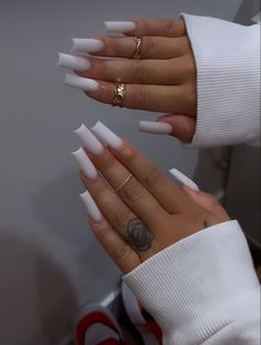 Tapered Square Nails, White Acrylic Nails, Girly Acrylic Nails, Short Square Acrylic Nails, Bling Acrylic Nails, Pink Acrylic Nails, Square Acrylic Nails, Dope Nails, Best Acrylic Nails