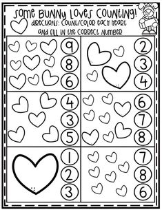 valentine's day counting game with hearts and numbers