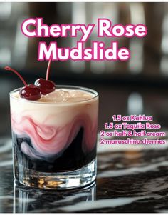 the cover of cherry rose mudslide is shown in pink and black swirls