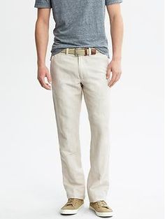 Straight-Fit Linen-Cotton Utility Pant Casual Linen Pants With Button Closure, Casual Pants With Belt Loops For Business Casual, Casual Straight Bottoms With Patch Pockets, Casual Straight Bottoms For Summer, Spring Straight Bottoms With Pockets, Casual Straight Bottoms With Hip Pockets, Casual Business Pants With Side Pockets, Casual Pants With Flap Pockets For Summer, Business Casual Pants With Side Pockets