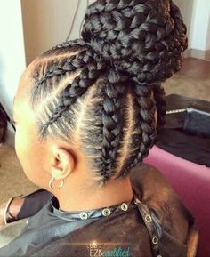 Easy Cute Bun, Cute Bun, Protective Style Braids, Black Hair Updo Hairstyles, Feed In Braids Hairstyles, Braided Bun Hairstyles