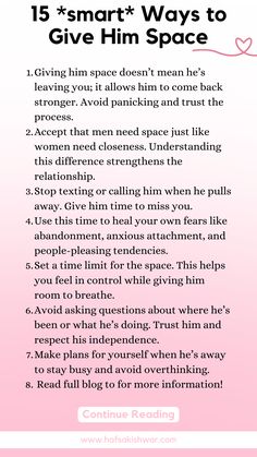 When he wants space, don’t panic! Discover the best ways to give him space in a relationship that won’t damage your connection. These 15 tips are designed to help you keep your relationship healthy while respecting his needs. #SpaceInRelationships #HealthyLove #RelationshipTips #RelationshipAdvice Give Him Space, Space In A Relationship, Overcoming Codependency, Save Relationship, Troubled Relationship, Make Him Miss You, Rebuilding Trust, Crave You, Making The First Move