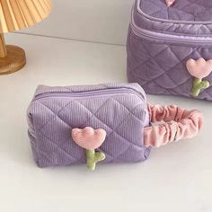 Faster shipping. Better service Cosmetic Bag Pattern, Key Change, Pink Pouch, Soft Leather Bag, Blue Milk, Purple Tulips, Pink Purple Blue, Tulip Flower, Travel Work