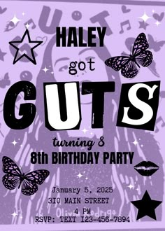 a birthday party flyer for a girl with butterflies