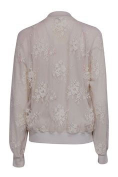 This Brunello Cucinelli beige lace bomber jacket will have you feeling boho-chic and whimsical in no time! You'll be style-savvy whether wearing a skirt or some jeans. Get your wardrobe on point with this transitional look! Size 10 (IT 46) Made in Italy 53% Polyamide, 47% Cotton Fully lined Exposed zipper front Rib knit trims Bust 46" Waist 43" Shoulder to hem 24.5" Shoulder to shoulder 18" Sleeve length (neckline to hem) 31" Spring White Lace Outerwear, White Lace Outerwear For Spring, Fall Outerwear With Lace Sleeves, Fall Outerwear With Lace Sleeves And Long Sleeve, Long Sleeve Outerwear With Lace Sleeves For Fall, Fall Long Sleeve Outerwear With Lace Sleeves, Casual Lace Outerwear With Long Sleeves, Chic Lace Outerwear With Lace Trim, Spring Outerwear With Lace Patchwork And Long Sleeves