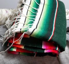 Vintage Cotton Mexican Woven Striped Blanket Serape Throw Blanket with fringe SIZE: 56" x 64" Blanket With Fringe, Striped Blanket, Striped Blankets, Vintage Cotton, Neon Pink, Blue Stripes, Blankets & Throws, Halloween Shopping, Shop House