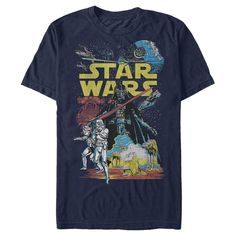 Feel like you are right in the middle of a Galactic battle with the during Star Wars Galactic Battle style. Darth Vader, AT-ATs, and stormtroopers are printed in an epic vintage style on this retro Star Wars shirt. Size: xl. Color: navy blue. Gender: male. Age Group: adult. Pattern: Fictitious Character. Material: Cotton. Star Wars Shirt, Engaged Shirts, Star Wars Men, Star Wars Tshirt, Millennium Falcon, Star Wars Shirts, Star Wars Rebels, New Star Wars, Star Wars Darth