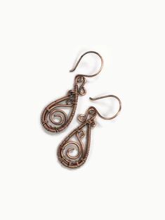 Paisley Earrings, Copper Wire Jewelry, Hammered Earrings, Wrapped Earrings, Wire Wrapped Earrings, Wrapped Jewelry, Earrings Boho, Copper Earrings, Earrings Dangle