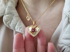 Dainty Ruby Heart necklace for women, custom delicate Gold Heart Necklaces, Love Necklace, Everyday Necklace, Friendship, Bridesmaid Gift❤ If you want to add additional pendant, please check out this together.https://www.etsy.com/listing/871113780/additional-pendant?ga_search_query=additional&ref=shop_items_search_1&frs=1❤ 17.75" long chain But if you want shorter or longer chain, Just leave a note about this when you check out.     I will make that size.………………………………….❤ T H E ∙ O R A C L Heart Pendant Necklace For Wedding On Valentine's Day, Heart-shaped Pendant Necklace For Wedding And Valentine's Day, Adjustable Chain Necklace For Wedding On Valentine's Day, Valentine's Day Wedding Necklace With Adjustable Chain, Heart Pendant Charm Necklace With Clavicle Chain For Wedding, Heart Pendant Clavicle Chain Charm Necklace For Wedding, Double Heart Charm Necklaces For Wedding On Valentine's Day, Pendant Necklace For Mother's Day Wedding Gift, Pendant Necklace For Wedding Gift On Mother's Day