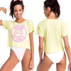 This Is A Nwt Wildfox Body By Trey Middie Tee. No Flaws. Size Xs Armpit To Armpit- 17in Length - 17in 50% Polyester & 50% Cotton Athleisure Short Sleeve Beach Tops, Trendy Stretch Yellow T-shirt, Trendy Yellow Stretch T-shirt, Yellow Sporty Crop Top For Summer, Sporty Yellow Crop Top For Summer, Yellow Cotton Short Sleeve Crop Top, Yellow Cotton Crop Top With Short Sleeves, Yellow Stretch Short Sleeve Crop Top, Trendy Yellow Sports Top