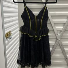 Never Worn (Nwot) It Just Wasn't My Style, But It's Extremely Flattering! It's A Brand Off Of Revolve, Purchased In 2020 But I Can No Longer Find The Receipt. Black Mini Dress With Lace Trim For Costume Party, Black Mini Dress With Lace Trim For Halloween, Black Lace Trim Mini Dress For Costume Party, Gothic Mini Dress With Lace Trim For Night Out, Black Flirty Mini Dress For Costume Party, Flirty Black Mini Dress For Costume Party, Black Fitted Dress For Night, Flirty Black Mini Dress For Night, Halloween Night Out Dress With Lace Trim