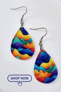 These lightweight Teardrop Earrings are made from a printed acrylic. They are lightweight and hypoallergentic. These handmade earrings make great gifts or a colorful addition to any wardrobe. You can get yours in my Shop. Rainbow Colorful Earrings For Gift, Colorful Earrings As A Gift, Colorful Dangle Earrings For Gift, Colorful Drop Earrings For Gift, Multicolor Teardrop Jewelry As Gift, Multicolor Teardrop Jewelry For Gifts, Colorful Teardrop Jewelry As Gift, Nickel-free Rainbow Teardrop Earrings, Multicolor Teardrop Jewelry For Crafting