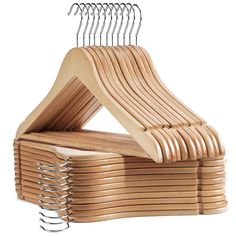 PRICES MAY VARY. Sturdy Wooden Hangers- Crafted from sturdy , lightweight solid wood featuring a reinforced pant bar secured your clothing.Each hanger can hold up to 15 lbs and is strong enough to hold even the thickest winter coats. Wood Hangers With Non-Toxic Coating - Wood hangers cover with water-based non-toxic paint which is safe for all ages using.You will not feel the smell of paint, only the fragrance of wood. Multifunction Clothes Hanger - These wooden coat hangers have precisely groov Wood Coat Hanger, Wooden Coat Hangers, Hanger Crafts, Suit Hangers, Pant Hangers, Wood Hangers, Plastic Hangers, Wire Hangers, Wooden Hangers