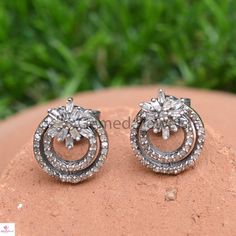 Sterling Silver Jewelry, Genuine Pave Diamond Earrings, Size 14X12 mm Baguette Diamond Earrings, Pave Diamond Jewelry, Stud Earrings, Gifts Earring Details: Item Code: GJ-ER0072 Diamond Weight :0.72 Cts Baguette Diamond Weight: 0.30 cts Gross Weight: 3.74Grams Earring Size: 14X12 MM NOTE:- All The Products Are Designed And Manufactured In My Workshop By Me & My Team. Shown Products Are Purely Handmade. Custom Orders Are Open Handly Accepted. We Are Perfect Choice For Any Custom Jewelry Manuf Elegant Oxidized Finish Earrings For Celebration, Silver Cubic Zirconia Hand Set Cluster Earrings, Silver Bridal Earrings With Oxidized Finish, Silver Oxidized Finish Bridal Earrings, Elegant Silver Bridal Earrings With Oxidized Finish, Silver Cubic Zirconia Diamond Earrings For Celebration, Silver Cluster Earrings For Celebration, Silver Diamond Cluster Earrings As Gift, Sterling Silver Diamond Earrings For Celebration