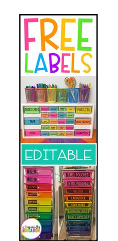 the free labels for editables are on display in front of a classroom poster