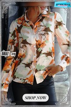 Shirt Collar Buckle Casual Blouse Buy Blouse, Collar Blouse, Casual Blouse, Spring Floral, Shirt Collar, News Design, Color Orange, Concept Design, Blouses For Women