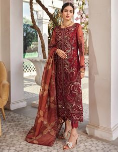 New Pakistani Dresses, Unstitched Dress Material, Chiffon Collection, Embroidered Dupatta, Silk Trousers, Eid Collection, Organza Dupatta, Suit Fabric, Pakistani Outfits