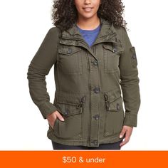 in stock Fall Utility Jacket For Cold Weather, Hooded Parka With Flap Pockets For Fall, Hooded Utility Jacket For Cold Weather In Fall, Hooded Utility Outerwear For Fall, Military Style Outerwear With Drawstring Hood For Fall, Levi's Long Sleeve Utility Outerwear, Levi's Hooded Outerwear For Cold Weather, Hooded Utility Jacket With Flap Pockets For Fall, Levi's Hooded Spring Outerwear