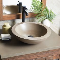 Native Trails Morro 17" Round Nativestone Concrete Bathroom Sink Bathroom Main, Concrete Bathroom Sink, Concrete Vessel Sink, Wall Mounted Bathroom Sinks, Copper Vessel, Concrete Bathroom, Wall Mounted Sink, Undermount Bathroom Sink, Vessel Bathroom Sink