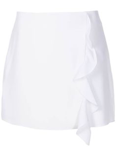 milk white ruffled detailing logo patch to the rear elasticated waistband high waist straight hem Elegant Tiered Ruffle Skort, Feminine White Skirt With Ruffle Hem, Elegant Ruffled Mini Skirt, White Mini Skort With Ruffle Hem, White Ruffle Hem Mini Skort, Elegant Short Skort With Ruffles, White Skirted Bottoms With Ruffle Hem, Elegant Ruffled Short Skort, White Feminine Skirt With Ruffles