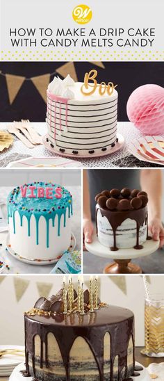 how to make a drip cake with candy melts and icing - step by step instructions