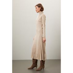 Brown knit (55% wool, 45% lyocell). A-line. Long sleeves. Turtleneck. Pull on. 50" from shoulder to hemline. Imported. Simple Work Outfits, Cozy Sweater Dress, Ralph Lauren Long Sleeve, Rent The Runway, Closet Designs, Day Dress, Cozy Sweaters, Flare Skirt, Day Dresses