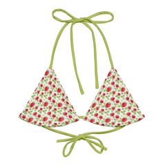 Get ready for the summer season with this eco-friendly All-Over Print Recycled Padded String Bikini Top. The top is made from soft recycled polyester, with UPF 50+ and versatile, stretchy straps ready for styling. Grab one today and pair it with a swim-ready outfit. • Flexible and adjustable straps • Soft and stretchy material with UPF 50+ • Sizes from 2XS - 6XL • Removable padding for comfort • Multiple ways to tie and style This product is made especially for you as soon as you place an order, Spring Nylon Triangle Top Swimwear, Spring Triangle Top Nylon Swimwear, Nylon Triangle Top Swimwear For Spring, Casual Triangle Halter Top For Swimming, Summer Stretch Halter Top With Adjustable Straps, Adjustable Straps Halter Top For Swimming In Spring, Adjustable Bra Friendly Halter Top For Summer, Adjustable Bra-friendly Halter Top For Summer, Summer Beachwear Nylon Halter Top