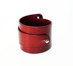 Handmade Red Leather Bracelet, Red Leather Bracelet For Gift, Red Leather Bracelet As Gift, Waxed Finish Leather Cuff Bracelet As Gift, Gift Cuff Bracelet With Waxed Finish, Red Leather Bracelet, Red Fits, Leather Cuffs, Leather Accessories