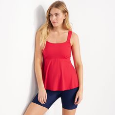 At Lands' End we believe every body is a beach body. All you need is the right swimwear. Something that feels good lets you move and looks amazing. Something like this gorgeous Women's Flutter Scoop Neck Tankini Top. Made from LYCRA Xtra Life spandex which lasts up to 10 times longer than ordinary spandex it's as durable as it is comfortable. The amazing material also gives you UPF 50 sun protection that won't fade or wash away as the day goes by. And it resists damage from sweat sunscreen and c High Neck Tankini Top, High Neck Tankini, Underwire Tankini Tops, Underwire Tankini, Swimsuits Outfits, Cropped Crewneck, Tankini Swimsuit Top, Tankini Swim Tops, Swim Tankini